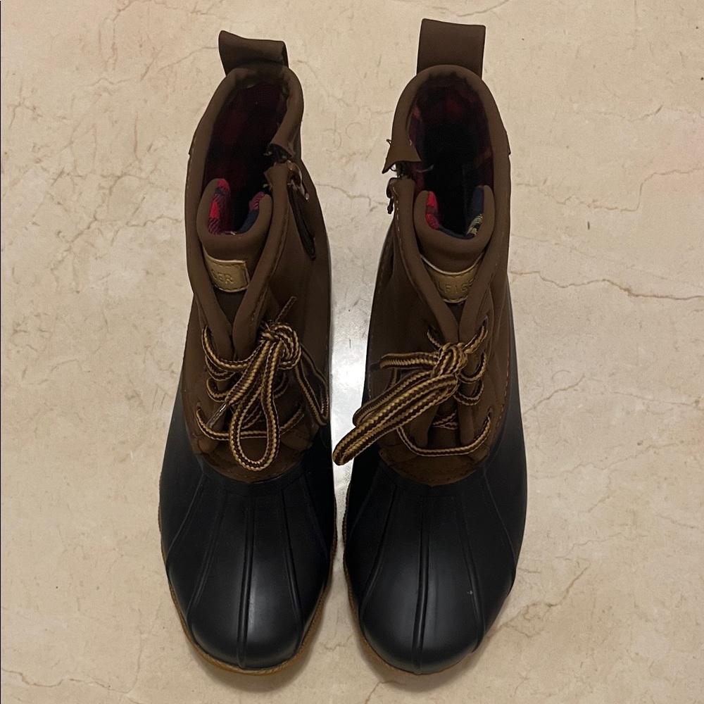 Brown and Black Duck Boots